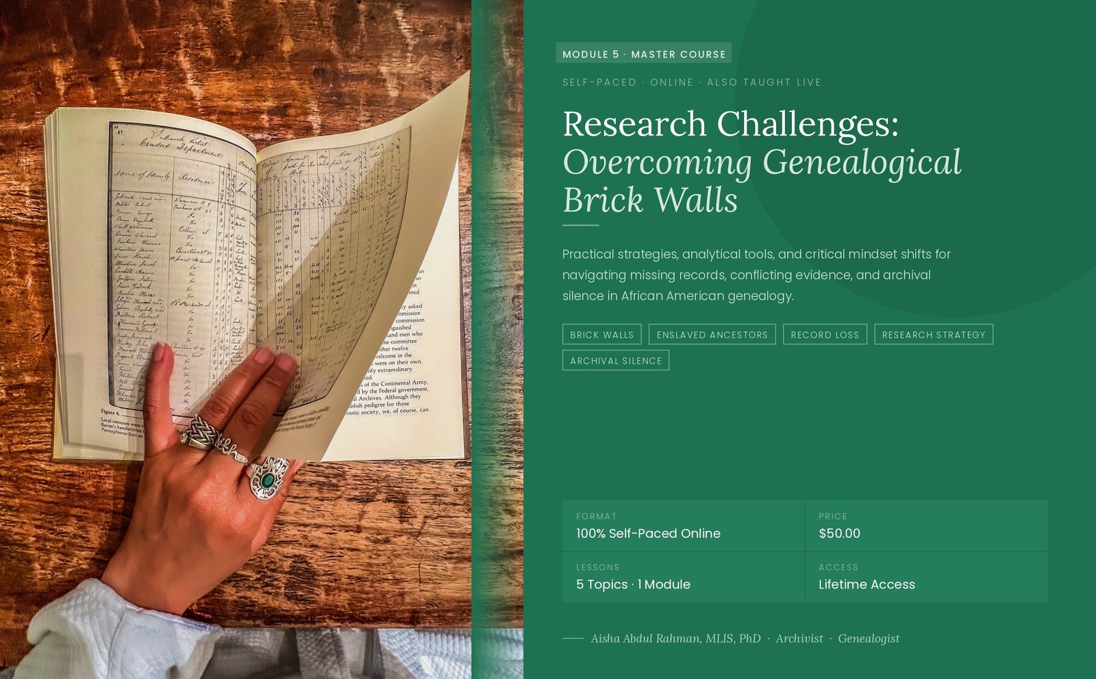 Hero banner reading "Research Challenges: Overcoming Genealogical Brick Walls"