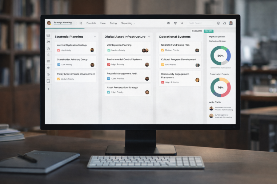 Project Management System on Desktop Computer Screen